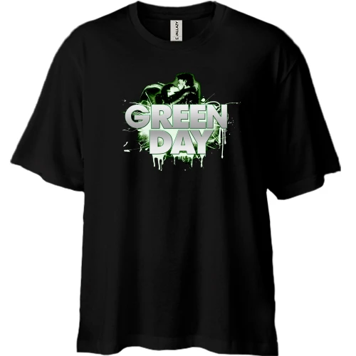 Футболка двунитка Oversize, Черный, Green day (поцелуй)