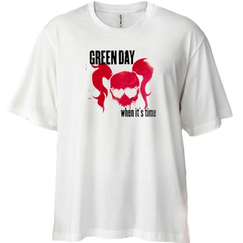 Футболка двунитка Oversize, Белый, Green day - When it's time