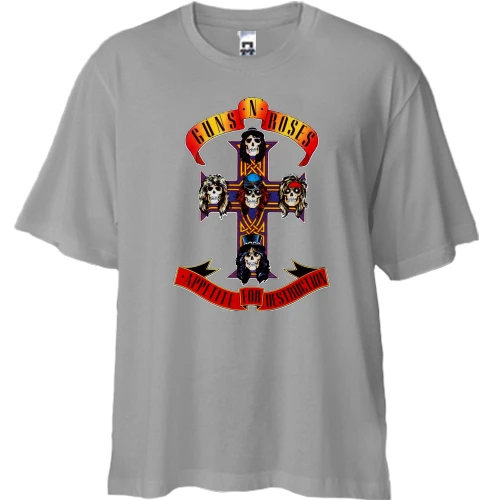 Футболка двонитка Oversize, Сірий, Guns N’ Roses - Appetite for Destruction