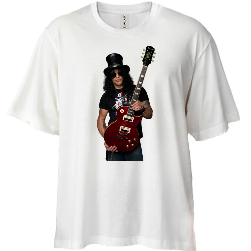 Футболка двунитка Oversize, Белый, Guns N’ Roses Слэш