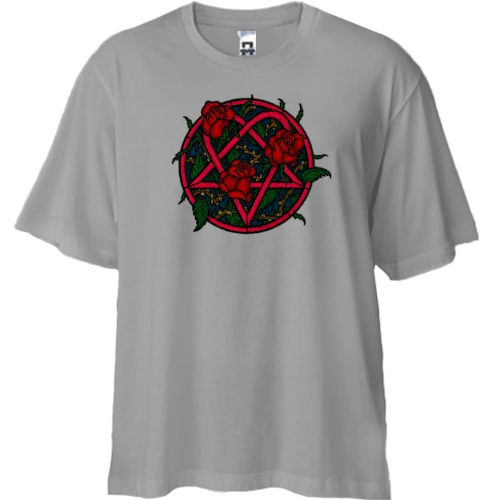 Футболка двунитка Oversize, Серый, Rose Logo