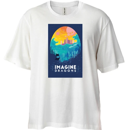 Футболка двунитка Oversize, Белый, Imagine Dragons Future