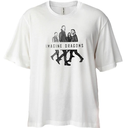 Футболка двунитка Oversize, Белый, Imagine Dragons Band