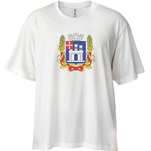 Футболка двунитка Oversize, Белый, Старый герб Житомира