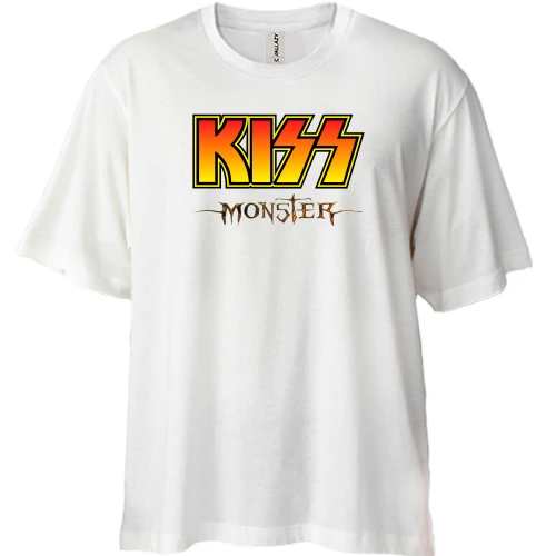 Футболка двунитка Oversize, Белый, KISS Monster