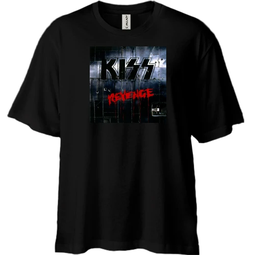 Футболка двонитка Oversize, Чорний, KISS Revenge