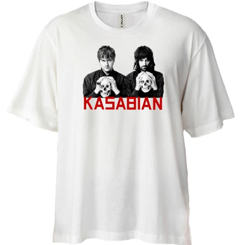 Футболка двунитка Oversize, Белый, Kasabian с черепом