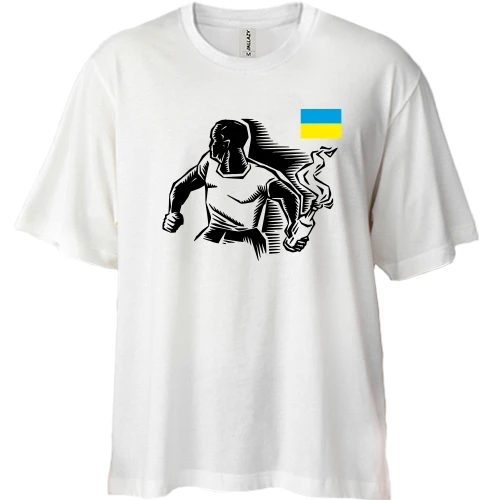 Футболка двонитка Oversize, Білий, з Майдановцем