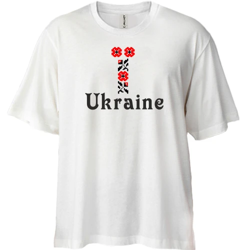 Футболка двунитка Oversize, Белый, Вышиванка Ukraine