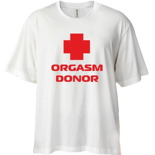 Футболка двонитка Oversize, Білий, Orgasm donor
