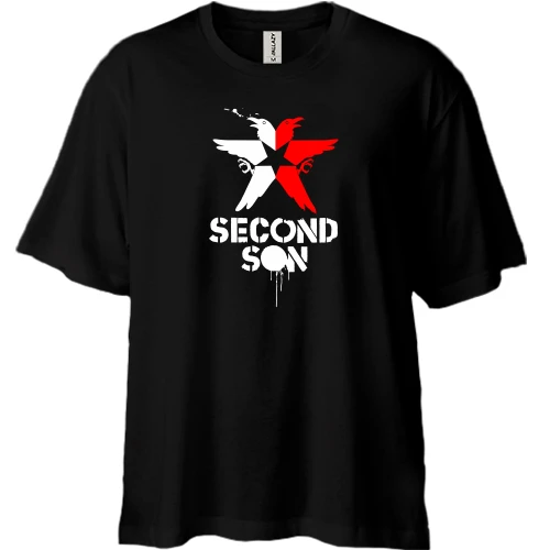 Футболка двунитка Oversize, Черный, Second son