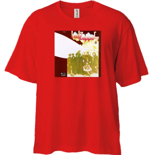 Футболка двунитка Oversize, Красный, Led Zeppelin II