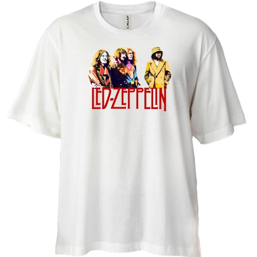 Футболка двунитка Oversize, Белый, Led Zeppelin Band