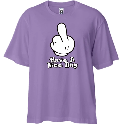 Футболка двонитка Oversize, Чорний, з написом "Have a nice day"