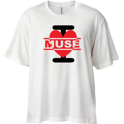 Футболка двонитка Oversize, Білий, I love Muse
