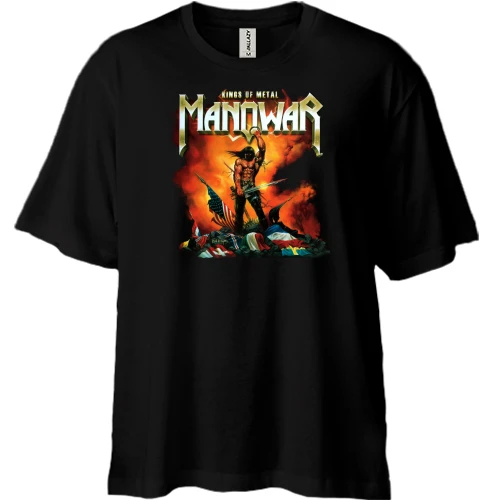 Футболка двунитка Oversize, Черный, Manowar - Kings of Metal