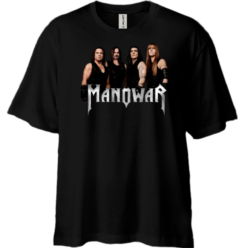 Футболка двонитка Oversize, Чорний, Manowar Band