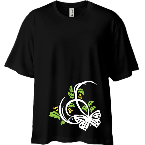 Футболка двунитка Oversize с орнаментом бабочки