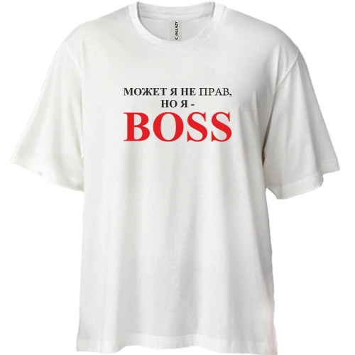 Футболка двунитка Oversize, Белый, Boss