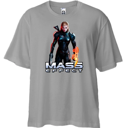 Футболка двунитка Oversize, Серый, Mass Effect Jane Shepard