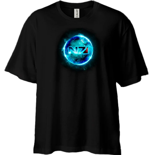 Футболка двунитка Oversize, Черный, Mass Effect N7 (2)
