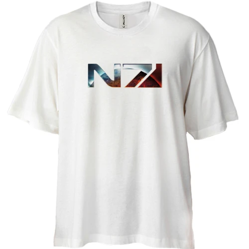 Футболка двунитка Oversize, Бежевый, Mass Effect N7