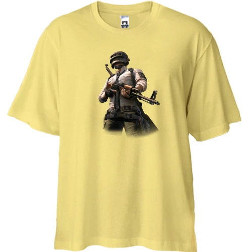 Футболка двунитка Oversize, Желтый, с персонажем PlayerUnknown’s Battlegrounds (2)