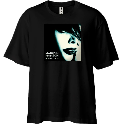 Футболка двунитка Oversize, Черный, Marilyn Manson - Born Villain