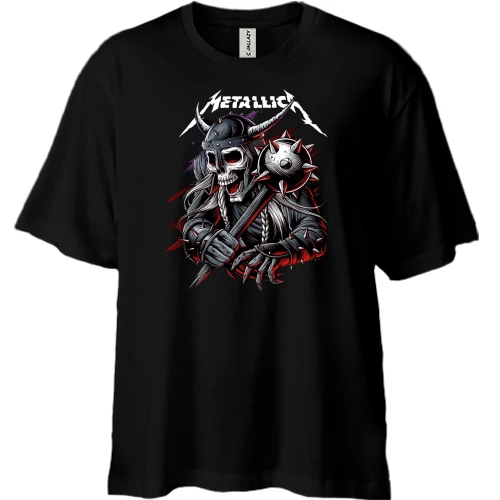 Футболка двунитка Oversize, Черный, Metallica (со скелетом-воином) 2