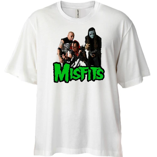 Футболка двунитка Oversize, Белый, Misfits Band