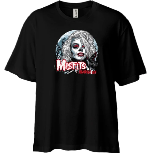 Футболка двунитка Oversize, Черный, Misfits Vampire girl