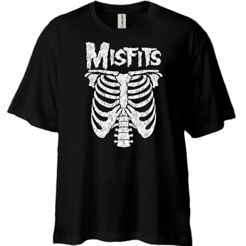 Футболка двунитка Oversize, Черный, скелет Misfits (2)