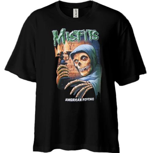 Футболка двунитка Oversize, Черный, The Misfits - American Psycho