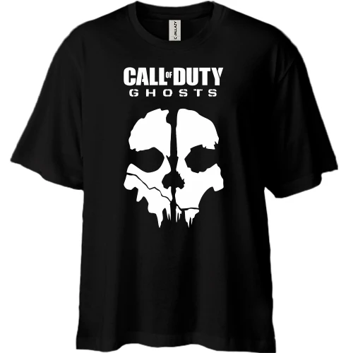 Футболка двонитка Oversize, Чорний, Call of Duty Ghosts (Skull)