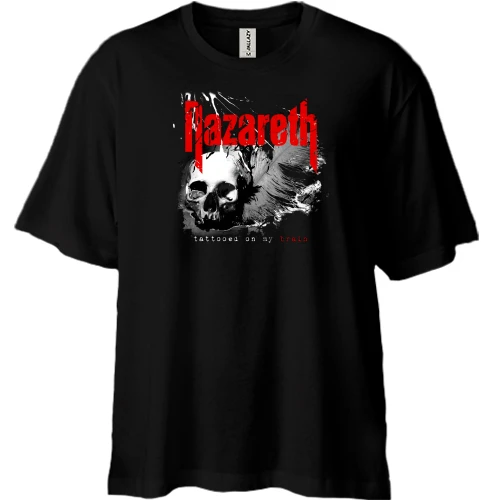 Футболка двунитка Oversize, Черный, Nazareth - Tattooed On My Brain