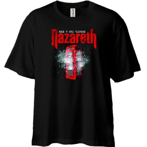 Футболка двонитка Oversize, Чорний, Nazareth - Rock ’n’ Roll Telephone