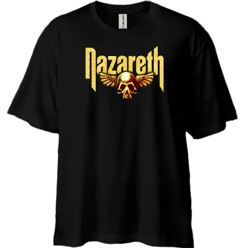 Футболка двунитка Oversize, Черный, Nazareth (с золотым черепом)