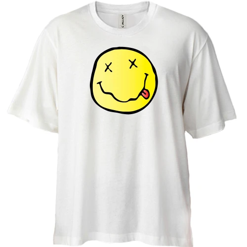 Футболка двунитка Oversize, Белый, Nirvana Смайл