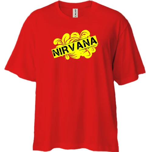 Футболка двунитка Oversize, Красный, Nirvana Арт