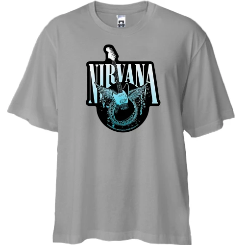 Футболка двунитка Oversize, Серый, Nirvana (гитара)