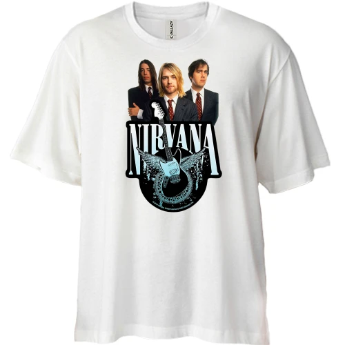 Футболка двунитка Oversize, Белый, Nirvana Band