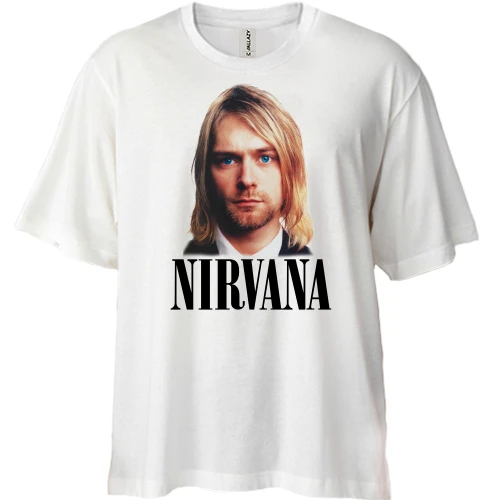 Футболка двунитка Oversize, Синий, с Курт Кобейном (Nirvana)