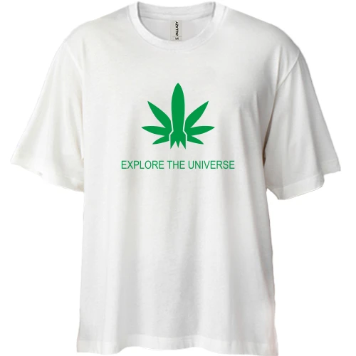 Футболка двунитка Oversize, Белый, Explore the universe