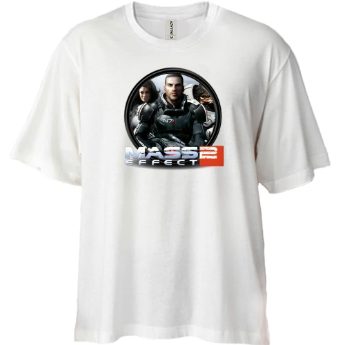 Футболка двунитка Oversize, Белый, Mass Effect 2