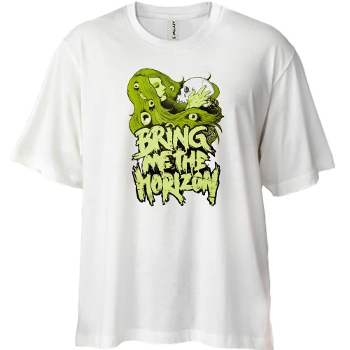 Футболка двонитка Oversize, Білий, Bring me the horizon girl