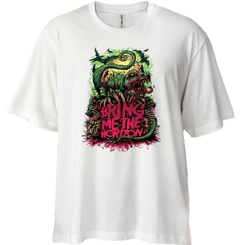 Футболка двонитка Oversize, Білий, Bring me the horizon (dragon)