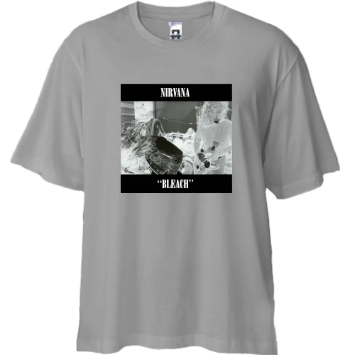 Футболка двунитка Oversize, Серый, Nirvana Bleach