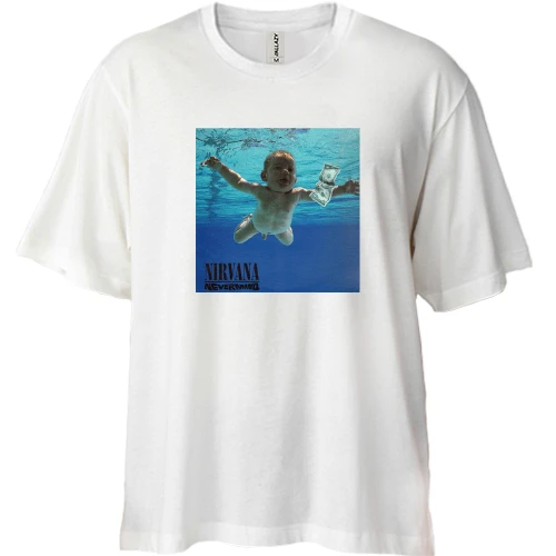Футболка двунитка Oversize, Белый, Nirvana Nevermind (2)