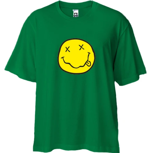 Футболка двунитка Oversize, Зеленый, NIRVANA Smile