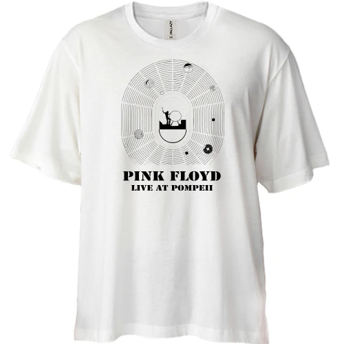 Футболка двонитка Oversize, Бежевий, Pink Floyd - LIVE AT POMPEII
